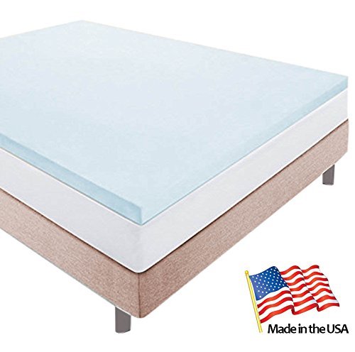 Memory Gel Infused Twin XL Mattress Topper, Made in the USA (XL Twin), Great Dorm Mattress Topper