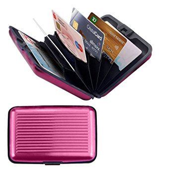 BUTEFO Aluminum Wallet Credit Card Holder with RFID Protection (Pink)