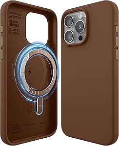 elago Magnetic Silicone Case Compatible with iPhone 15 Pro Max Case 6.7 Inch Compatible with All MagSafe Accessories - Built-in Magnets, Soft Grip Silicone, Shockproof (Brown)