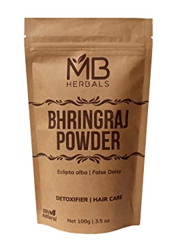 MB Herbals Pure Bhringraj Powder 100 Grams | Pure Bhringaraj Eclipta Alba Powder Promotes Healthy Hair Growth