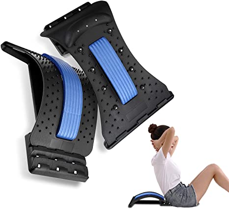 OUTERDO Back Stretcher (2 in 1), Lumbar Support Lower Spinal Back Massager 3 Levels Pain Relief Device Back & Neck Stretcher for Bed & Chair & Car for Herniated Disc, Sciatica, Scoliosis