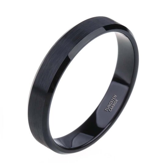 Shuremaster 4mm Black Tungsten Brushed Comfort Fit Wedding Ring