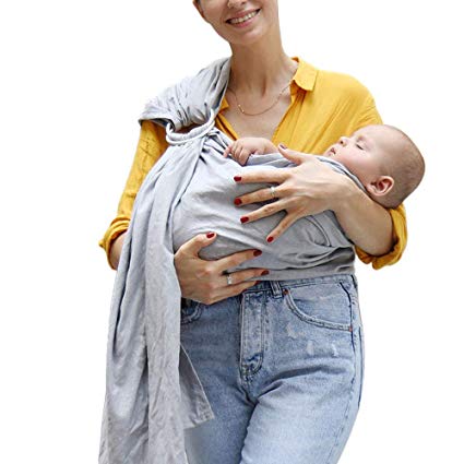 Gooswexmzl Baby Carrier Wrap Sling and Ring - Newborn Infants Carrier Wrap - Lightweight Hands Free Linen Carrier Sling- Great for New Dad