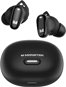 Monster N-Lite 206 Wireless Earbuds Bluetooth 5.4 in Ear Headphones, Bluetooth Ear Buds Built-in Microphone, Touch Control, Comfortable Fit, USB-C Fast Charging, IPX6 Waterproof, 25H Playtime, Black