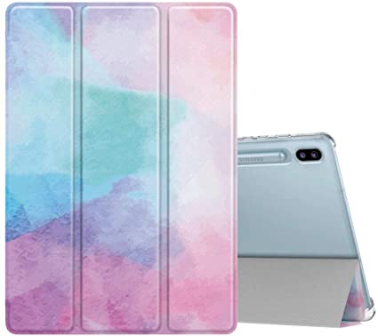 MoKo Case Fit Samsung Galaxy Tab S6 10.5 2019, Ultra Thin Slim Shell Trifold Stand Cover with Frosted Back with Auto Wake & Sleep for Galaxy Tab S6 10.5" SM-T860/T865 2019 Tablet - Water Color