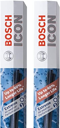 Bosch Automotive ICON Wiper Blades 22A22B (Set of 2) Fits Buick: 2010-05 Allure, Chevrolet Challenger, Ford: 2010-08 F-250, Nissan More, Up to 40 percent Longer Life, Frustration Free Packaging