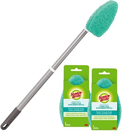 Scotch-Brite Shower, Tub and Tile Scrubber with Extendable Handle and 3 Refills