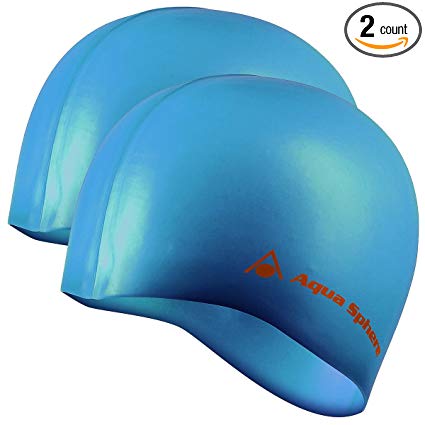 Aqua Sphere 2pk Tricap Adult Silicone Wrinkle Free 100% UV Protection Swim Cap