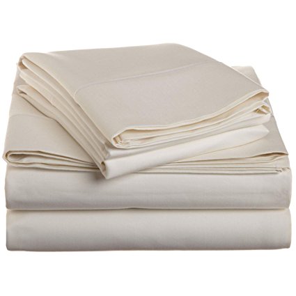 1500 Thread Count King Bed Sheet Set, Solid, Deep Pocket, Single Ply, Ivory