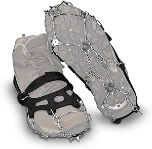 Navaris Crampon Neige pour Chaussure - Paire Crampon antidérapant avec Dents en Acier Inoxydable - Ski Glace verglas randonnée - Taille M et L