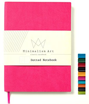 Minimalism Art | Soft Cover Notebook Journal, Size:5.8"X8.3", A5, Berry, Dotted Grid Page, 192 Pages, Fine PU Leather, Premium Thick Paper - 100gsm | Designed in San Francisco