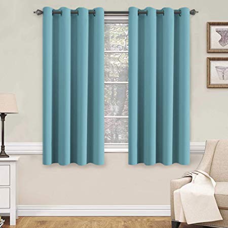 H.VERSAILTEX Blackout Aqua Curtains for Bedroom/Living Room, 52" Wide x 63" Long Each Panel,Grommet Top (Set of 2 Panels)