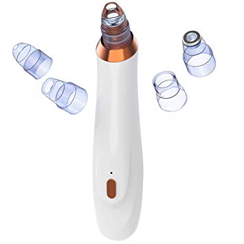 Blackhead Remover Electric Facial Pore Vacuum Cleaner Acne Remove Extractor 5 in 1 Standable USB Rechargeable Suction Microdermabrasion Machine Beauty Device (White)