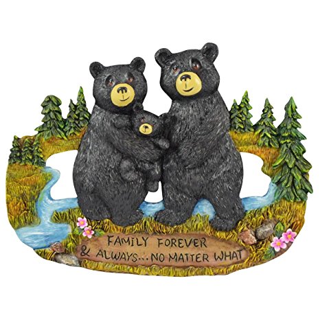 Pine Ridge Family Forever Black Bear Inscribed "Family Forever & Always ... No Matter What" Home Decor Figurines - Wildlife Animal Barefoot Lodge Decorations - Parent and Cub Bear Hugs Gift Ideas