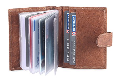 Hide & Sleek Genuine Soft Brown Leather Credit Card Holder