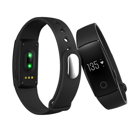 FenYi ID107 Heart Rate Monitor Bluetooth Smart Watch Bracelet Sleep Activity Tracker/Calorie Counter Intelligent Wristband Health Fitness Tracker Sports Watch for Android Smartphone iOS iPhone