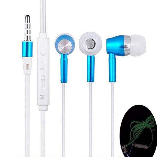 Light Up Headphones ,Pashion Fluorescent 3.5mm Glow-in-the-Dark Headphone Headset Earphone Earbuds for iPhone, Samsung, Android and any Other 3.5mm Audio Jack Device