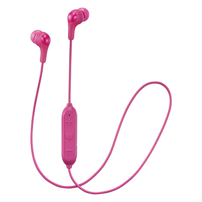 JVC Soft Wireless Earbud with Stayfit Tips, Remote and Mic and Bluetooth Pink (HA-FX9BTP)