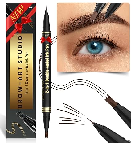 iMethod Microblading Eyebrow Pencil - Brow Pencil 2-in-1 Dual-Ended Eyebrow Pen with 3-Prong Micro-Fork-Tip Applicator & Precise Brush-Tip Creates Natural-Looking Brows, Stay on All Day, Dark Brown