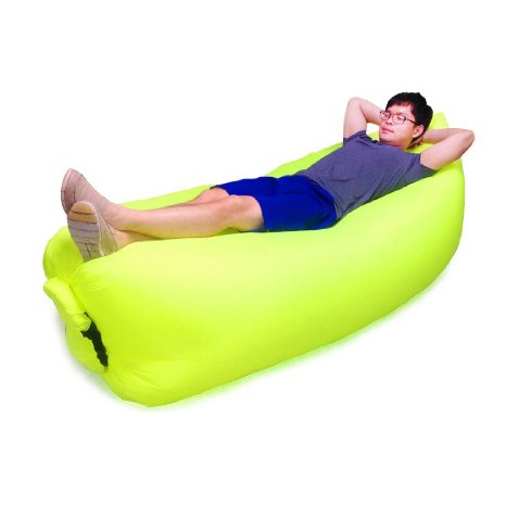 AUQITEK® Outdoor Inflatable Lounger, Nylon Fabric Beach Lounger Convenient Compression Air Bag Hangout Bean Bag Portable Dream Chair