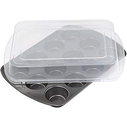 Wilton Premium Nonstick Covered Muffin Pan, 12-Cavity