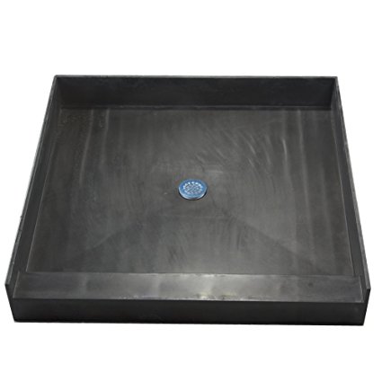 Tile Redi 3636C-PVC Single Curb Shower Pan with Integrated Center PVC Drain, 36-Inch Depth by 36-Inch Width