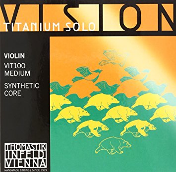 Thomastik-Infeld VIT100 Vision Titanium Solo Violin Strings, Complete Set, 4/4 Size, Synthetic Core