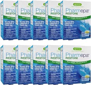 10 x Pharmepa Restore, 1000mg Pure EPA Fish Oil, High Absorption rTG Omega-3, Triple Strength, Wild & Sustainable, Lemon Flavor, 1-Month Supply, 60 softgels