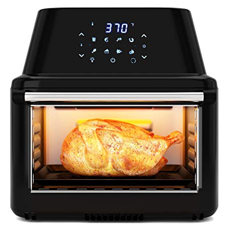 COSTWAY 8-in-1 Air Fryer Oven, Multifunctional Programmable 19QT Cooking Oven with 10 Accessories, Rotisserie, 8 Pre-set Recipe, LED Digital Touchscreen, Viewing Window, 1800W