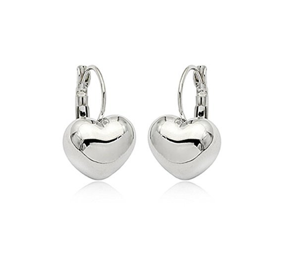 Simple Smooth Heart Leverback Earrings Fashion Jewelry for Women
