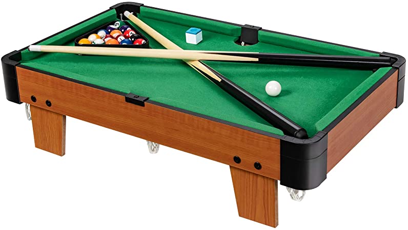 COSTWAY Mini Pool Table, Wooden Tabletop Pool Set with 16 Balls, 2 Cues, Chalk and Triangle, Table Top Billiards Snooker Family Fun Game