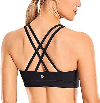 CRZ YOGA Women's Strappy Back Wirefree Padded Workout Yoga Sports Bra