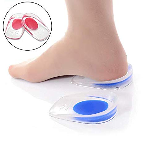 kuou 2 Pairs Clear Orthotic Gel Heel Pads, Increase Elevator Shoe Pads Support, 1.7 CM Insert Heel Lift Shoe Insole Gel Shoe Lift