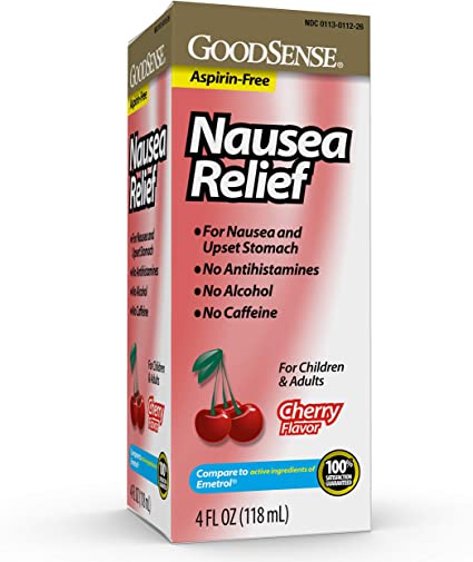 Good Sense Nausea Relief Liquid for Nausea Due to Upset Stomach, Red Cherry, 4 Fl Oz