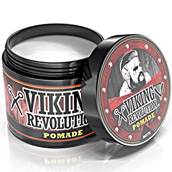 BEST DEAL Pomade for Men - Medium Hold and Matte Shine Free for Classic Look 4oz - Water Based & Easy to Wash Out by Viking Revolution