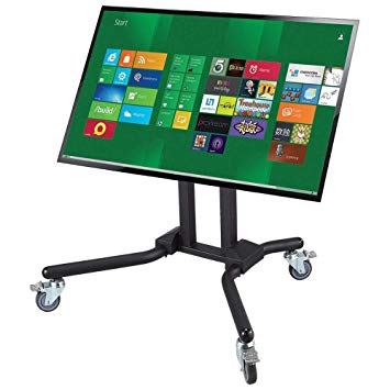 ACFS1068 Short Exhibition Display TV Trolley Floor Stand for 50 to 120-inch LCD/LED TVs and Interactive Screens, Tilt, Telescopic, VESA 800x800