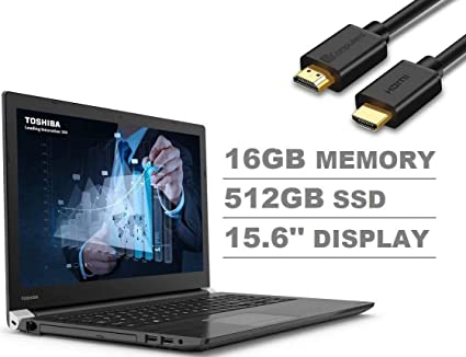 2020 Toshiba Dynabook Tecra A50-F 15.6" FHD (1920x1080) Business Laptop (Intel Quad Core i7-8565U, 16GB RAM, 512GB M.2 SSD) Wi-Fi 6, Type-C, HDMI, DVD, VGA, Windows 10 Pro  IST HDMI Cable