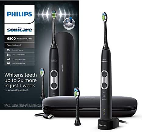 Philips Sonicare ProtectiveClean 6500 Rechargeable Electric Toothbrush, HX6462/08, Black