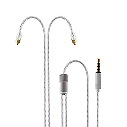 Yinyoo AMX X4 Replacement MMCX cable Silver Plated MMCX Cable Earphone Upgrade Cable with Memory wire for Shure SE215 SE315 SE425 SE535 SE846 UE900 LZ A3 A4 Headphones