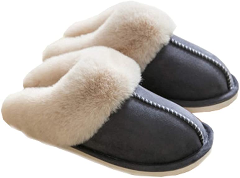 ACEVOG Winter Warm Cozy Plush Slippers for Women/Men Memory Foam Fluffy Lined Slip on Shoes Indoor Outdoor