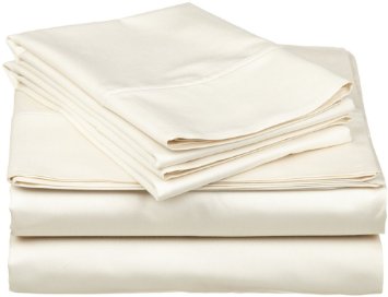 Mattress Homes 400-Thread-Count Egyptian Cotton (15" Extra Depth Pocket) 4-Pieces Sheet Set-(Ivory Solid,Queen)
