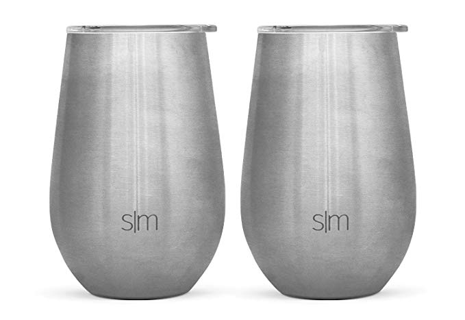 Simple Modern 12oz Spirit Wine Glasses 2 Pack Bundle - Stainless Steel Tumbler with Lids - Vacuum Insulated 18/8 Stainless Steel -Simple Stainless