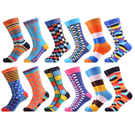 WeciBor Men's Dress Cool Colorful Novelty Funny Casual Combed Cotton Crew Socks Pack