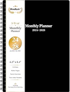 2024-2029 Monthly Planner/Calendar - 5 Year Monthly Planner 2024-2029 with Tabs, Jul 2024 - Jun 2029, 6.4" x 8.5", 60 Monthly Planner, Two-Side Pocket, 9 Notes Pages, Suitable for Long-Term Planning