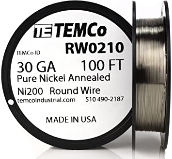 TEMCo Pure Nickel Wire 30 Gauge 100 Ft non resistance AWG Ni200 Nickel 200Êga