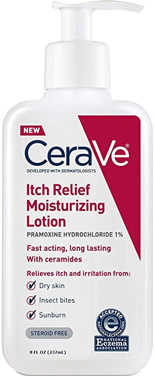 CeraVe Moisturizing Lotion for Itch Relief | 8 Ounce | Dry Skin Itch Relief Lotion with Pramoxine Hydrochloride | Fragrance Free (Pack of 2)