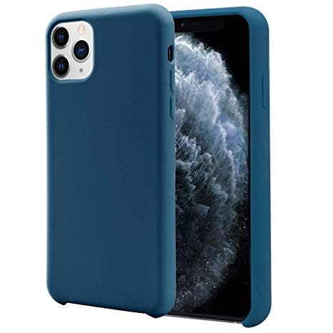 Orzero Liquid Silicone Gel Rubber Case Compatible for iPhone 11 Pro Max 2019, Full Body Shock Absorbing Ultra Slim Protective (Baby Skin Touch) -Navy