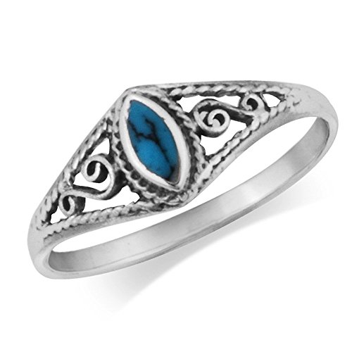 MIMI 925 Sterling Silver Turquoise Filigree Ring
