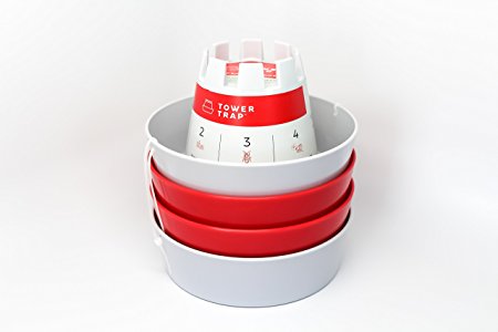 Tower Trap Bed Bug and Flea Trap for Bed Posts and Furniture Legs, Red and Grey Colors, Set of 4 Traps