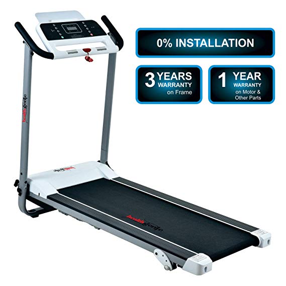 Healthgenie 4212PM Pre Installed Treadmill For Home Use, Flat Surface, 2.0 HP Motorized Compact Treadmill for Fitness